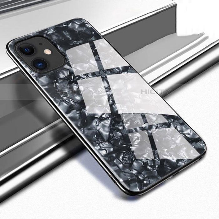 Apple iPhone 11用ハイブリットバンパーケース プラスチック 鏡面 カバー T04 アップル ブラック