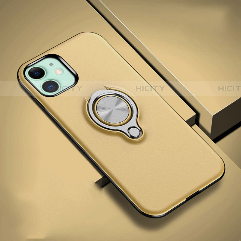 Apple iPhone 11用ハイブリットバンパーケース プラスチック アンド指輪 マグネット式 R02 アップル ゴールド
