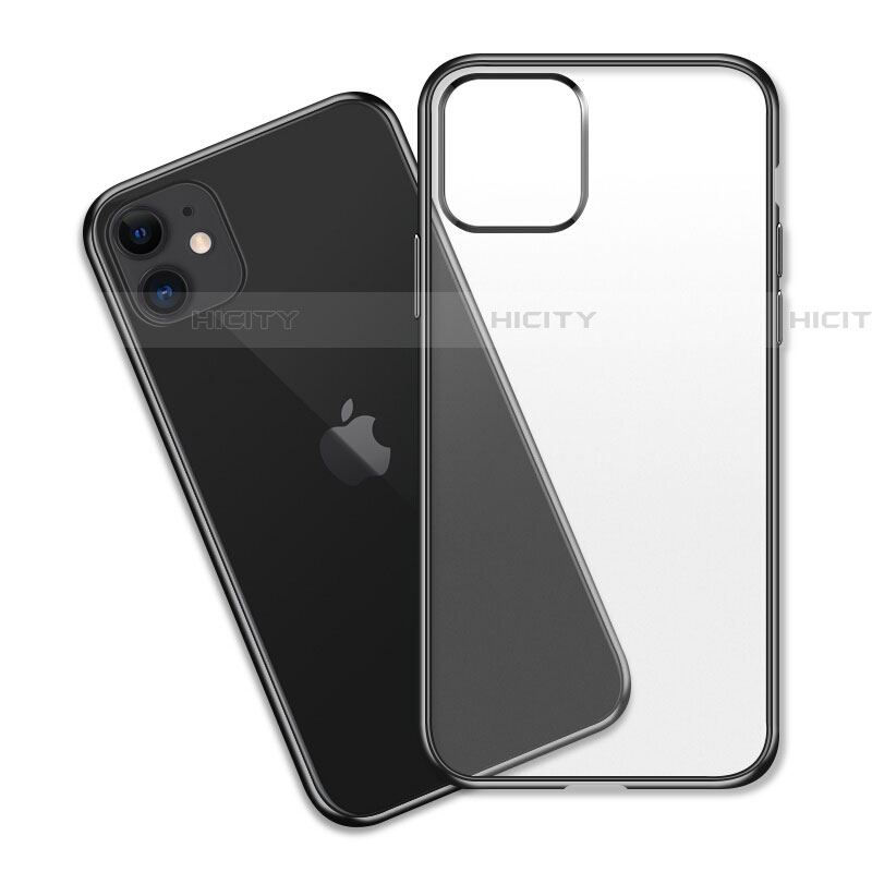 Apple iPhone 11用極薄ソフトケース シリコンケース 耐衝撃 全面保護 クリア透明 S04 アップル ブラック