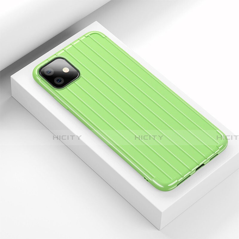 Apple iPhone 11用シリコンケース ソフトタッチラバー ライン カバー C01 アップル グリーン