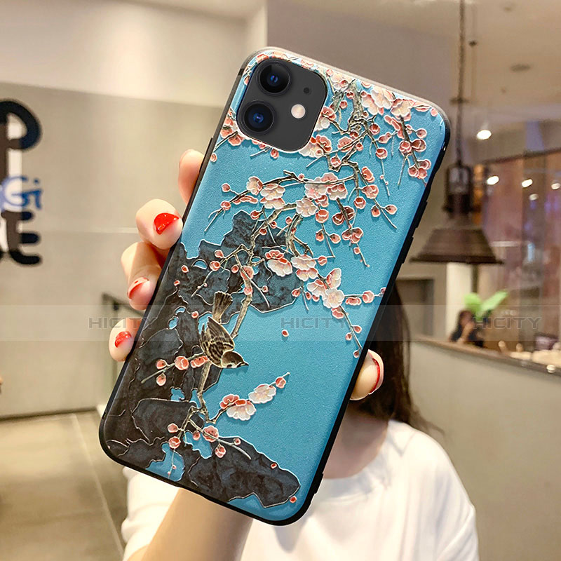 Apple iPhone 11用シリコンケース ソフトタッチラバー 花 カバー H20 アップル 