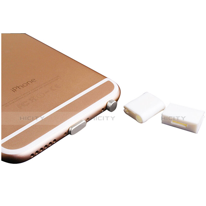 Apple iPhone 11用アンチ ダスト プラグ キャップ ストッパー Lightning USB J02 アップル シルバー