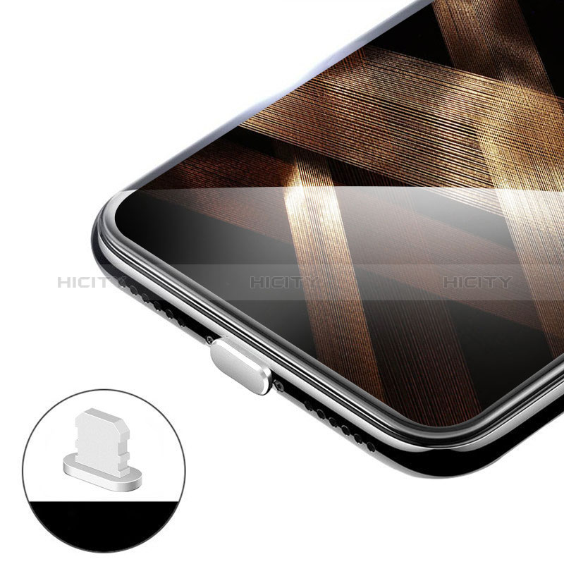 Apple iPhone 11用アンチ ダスト プラグ キャップ ストッパー Lightning USB H02 アップル シルバー