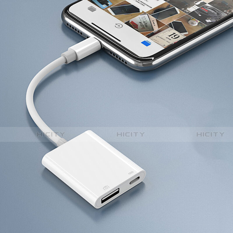 Apple iPhone 11 Pro用Lightning to USB OTG 変換ケーブルアダプタ H01 アップル ホワイト