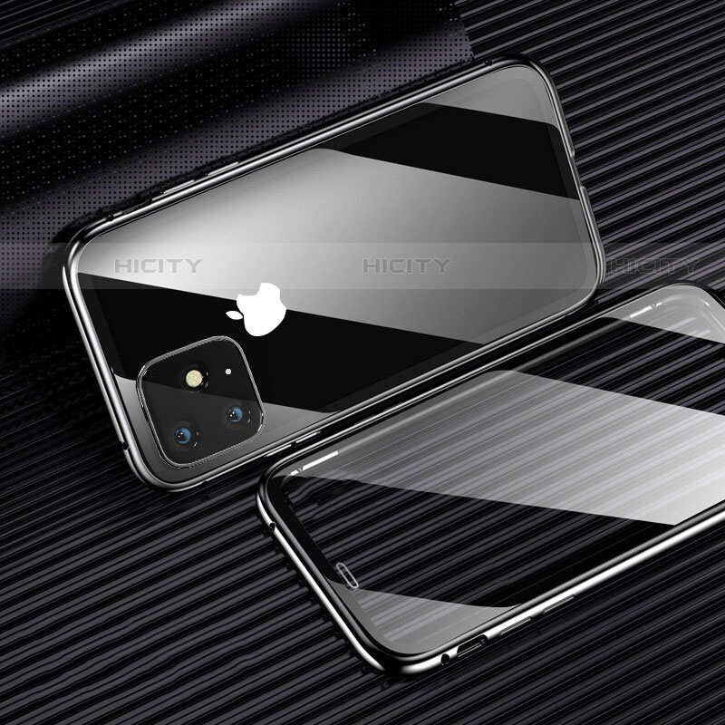 Apple iPhone 11 Pro用ケース 高級感 手触り良い アルミメタル 製の金属製 360度 フルカバーバンパー 鏡面 カバー M03 アップル ブラック