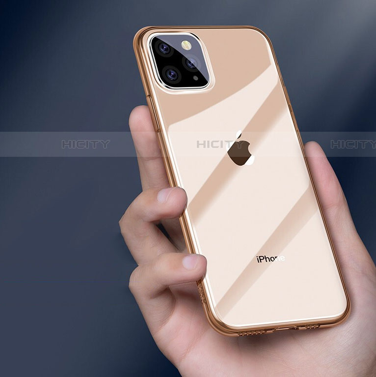 Apple iPhone 11 Pro用極薄ソフトケース シリコンケース 耐衝撃 全面保護 クリア透明 H01 アップル ゴールド