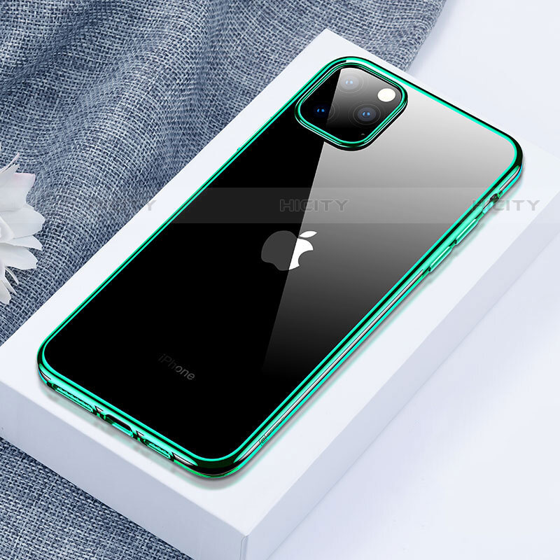Apple iPhone 11 Pro用極薄ソフトケース シリコンケース 耐衝撃 全面保護 クリア透明 H02 アップル グリーン