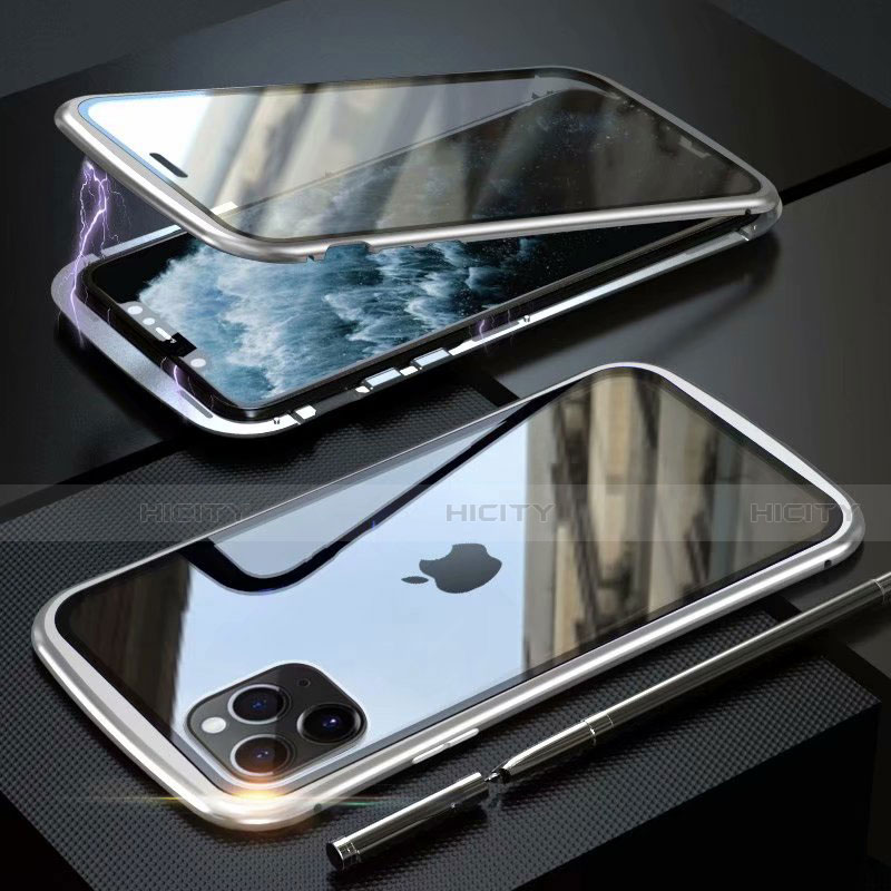 Apple iPhone 11 Pro用ケース 高級感 手触り良い アルミメタル 製の金属製 360度 フルカバーバンパー 鏡面 カバー M11 アップル シルバー