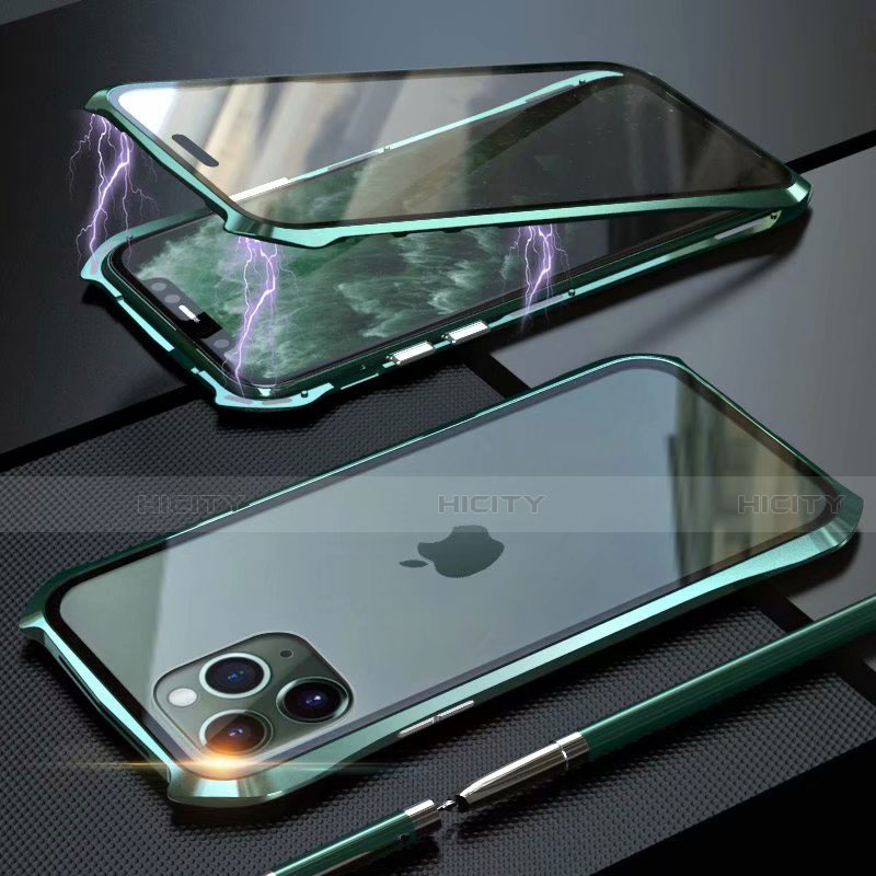 Apple iPhone 11 Pro用ケース 高級感 手触り良い アルミメタル 製の金属製 360度 フルカバーバンパー 鏡面 カバー M10 アップル グリーン