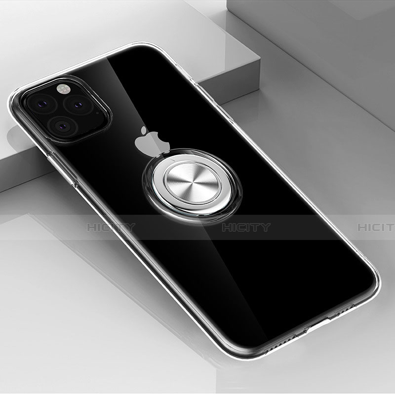 Apple iPhone 11 Pro用極薄ソフトケース シリコンケース 耐衝撃 全面保護 クリア透明 アンド指輪 マグネット式 F01 アップル クリア