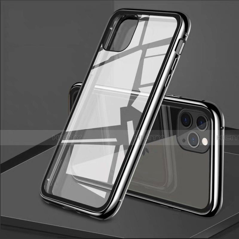 Apple iPhone 11 Pro用ケース 高級感 手触り良い アルミメタル 製の金属製 360度 フルカバーバンパー 鏡面 カバー T10 アップル ブラック