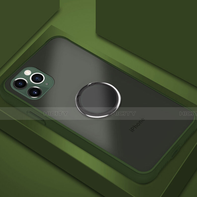 Apple iPhone 11 Pro用ハイブリットバンパーケース プラスチック アンド指輪 マグネット式 R05 アップル グレー