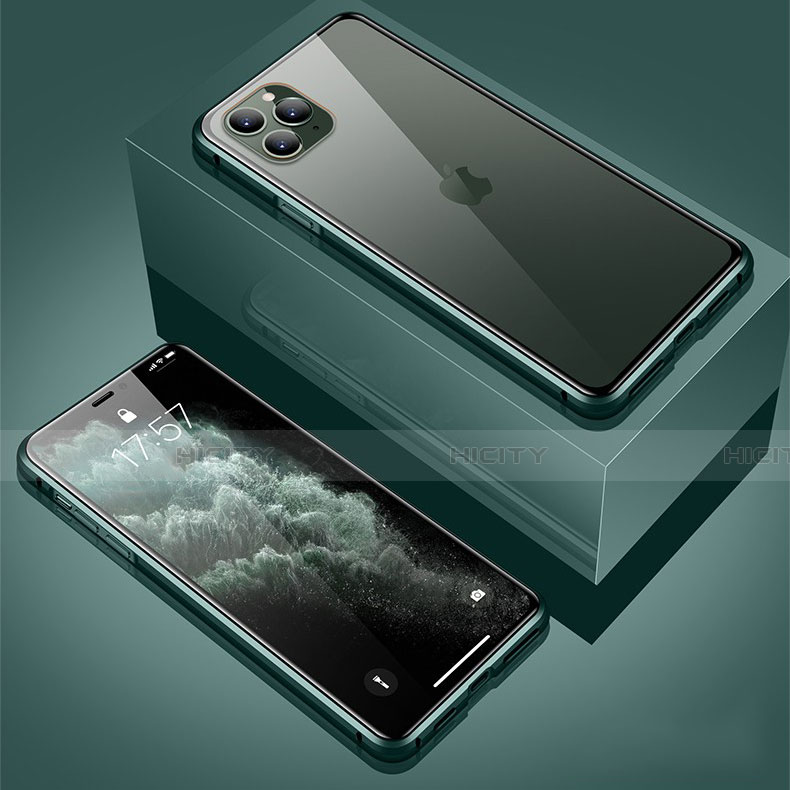 Apple iPhone 11 Pro用ケース 高級感 手触り良い アルミメタル 製の金属製 360度 フルカバーバンパー 鏡面 カバー T01 アップル グリーン