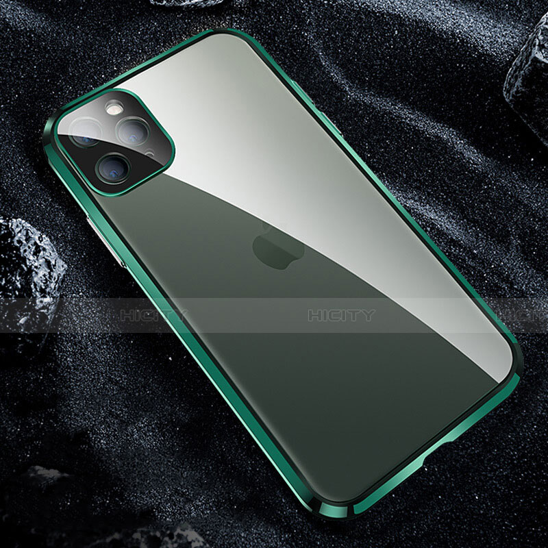 Apple iPhone 11 Pro用ケース 高級感 手触り良い アルミメタル 製の金属製 360度 フルカバーバンパー 鏡面 カバー T12 アップル グリーン