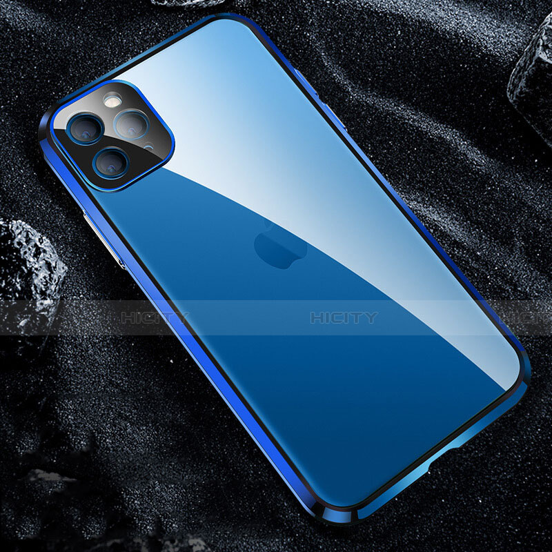 Apple iPhone 11 Pro用ケース 高級感 手触り良い アルミメタル 製の金属製 360度 フルカバーバンパー 鏡面 カバー T12 アップル ネイビー
