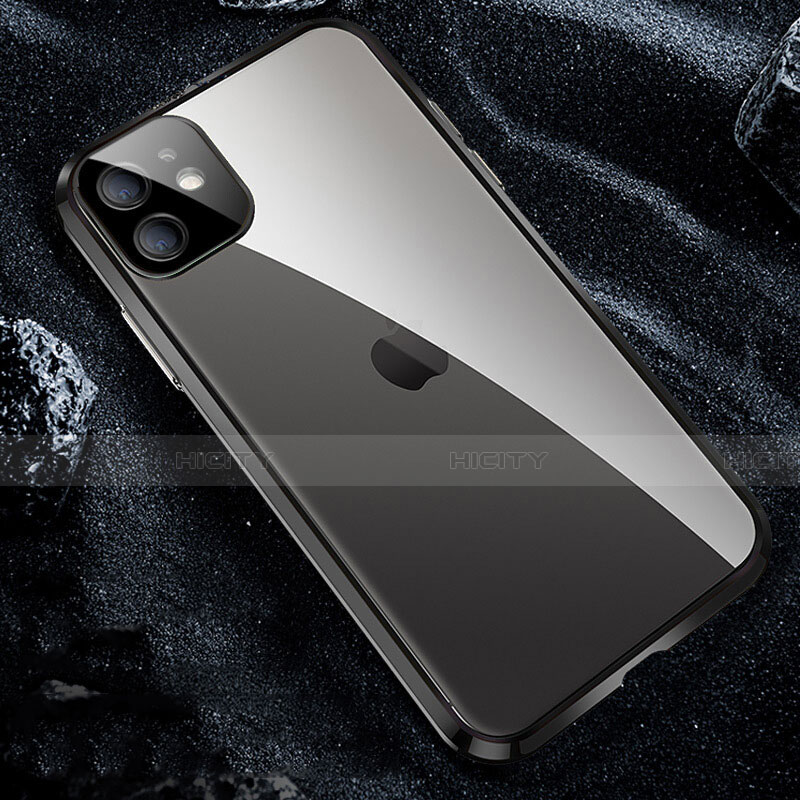 Apple iPhone 11 Pro用ケース 高級感 手触り良い アルミメタル 製の金属製 360度 フルカバーバンパー 鏡面 カバー T12 アップル ブラック