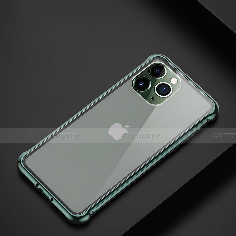 Apple iPhone 11 Pro用ケース 高級感 手触り良い アルミメタル 製の金属製 バンパー カバー T01 アップル グリーン