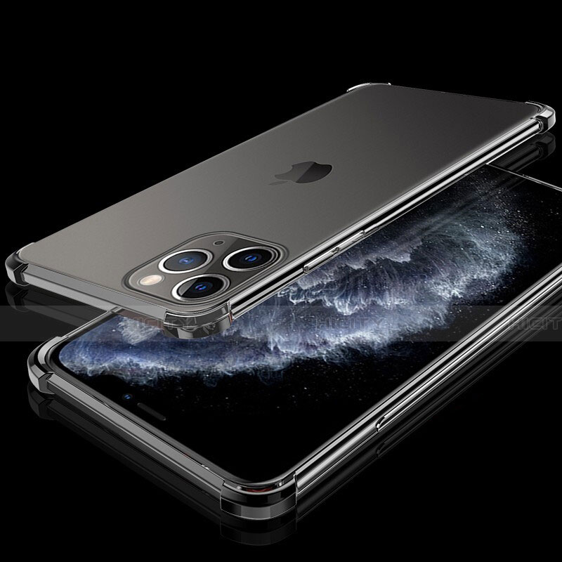 Apple iPhone 11 Pro用極薄ソフトケース シリコンケース 耐衝撃 全面保護 クリア透明 S05 アップル ブラック
