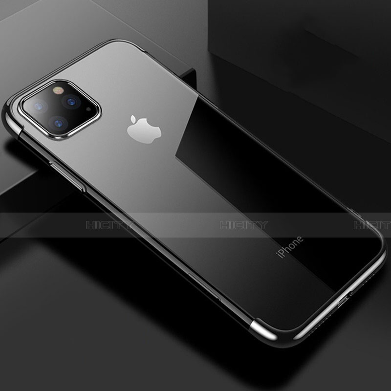 Apple iPhone 11 Pro用極薄ソフトケース シリコンケース 耐衝撃 全面保護 クリア透明 S03 アップル ブラック