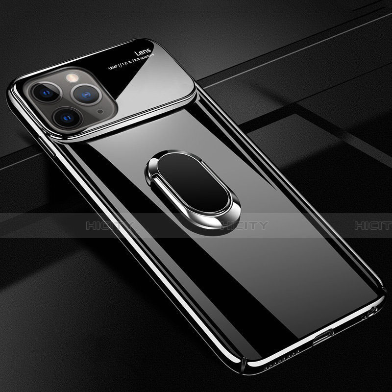 Apple iPhone 11 Pro用ハードケース プラスチック 質感もマット アンド指輪 マグネット式 P02 アップル ブラック