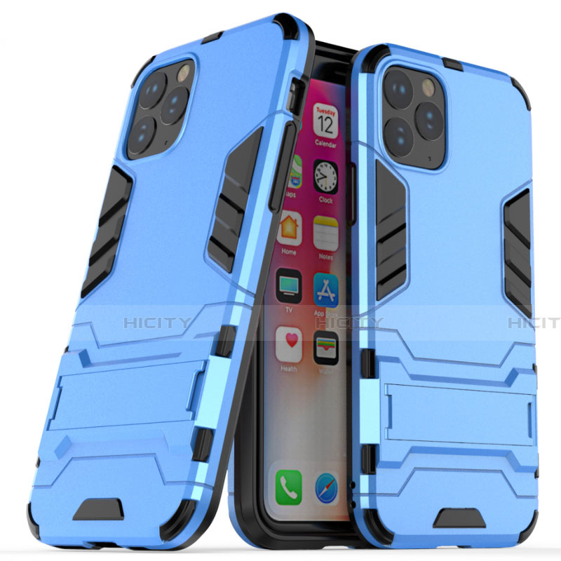 Apple iPhone 11 Pro用ハイブリットバンパーケース スタンド プラスチック 兼シリコーン カバー R03 アップル ブルー