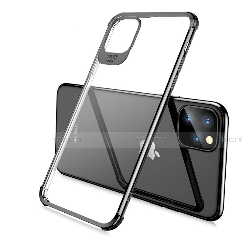 Apple iPhone 11 Pro用極薄ソフトケース シリコンケース 耐衝撃 全面保護 クリア透明 S02 アップル ブラック