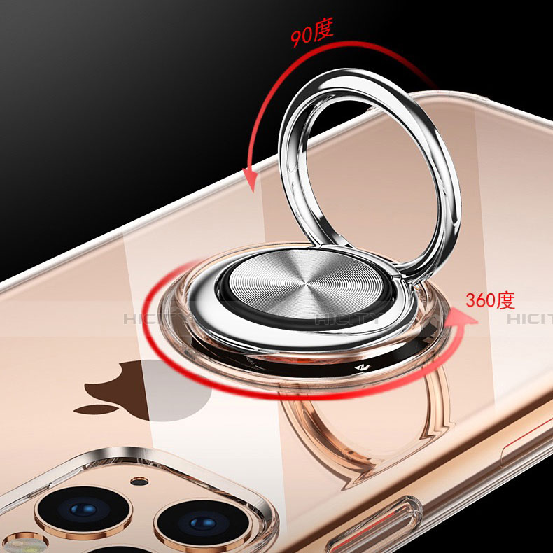 Apple iPhone 11 Pro用極薄ソフトケース シリコンケース 耐衝撃 全面保護 クリア透明 アンド指輪 マグネット式 C03 アップル 