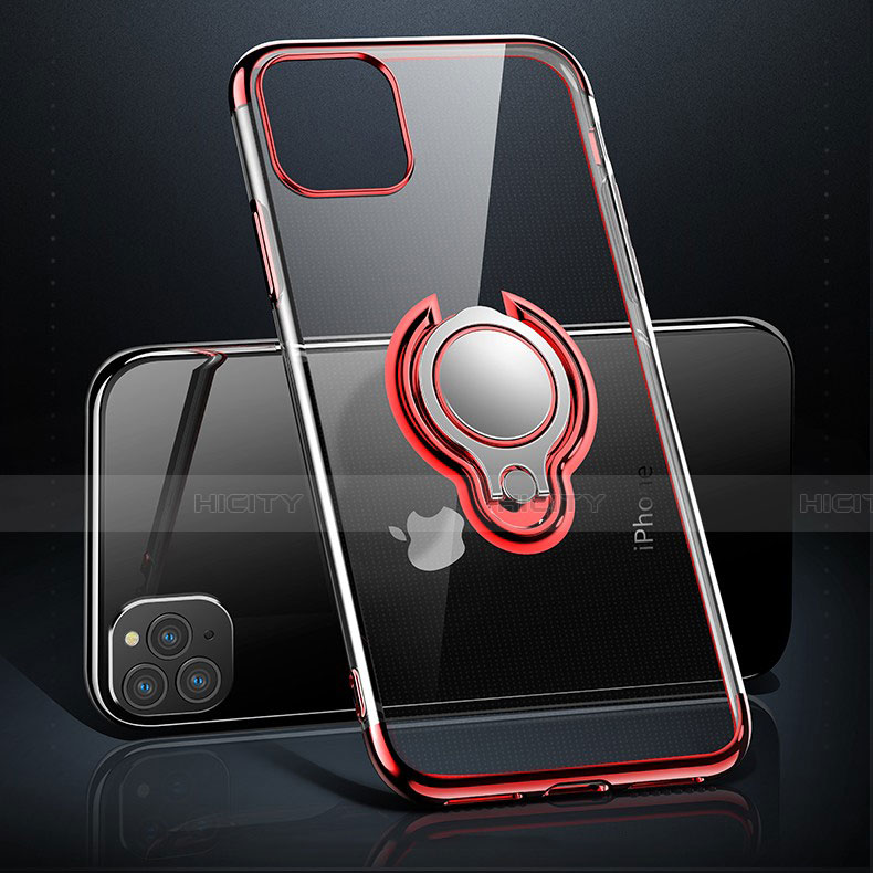 Apple iPhone 11 Pro用極薄ソフトケース シリコンケース 耐衝撃 全面保護 クリア透明 アンド指輪 マグネット式 C01 アップル 