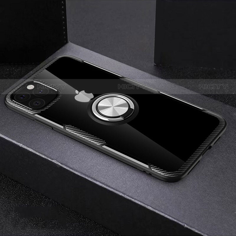 Apple iPhone 11 Pro用360度 フルカバーハイブリットバンパーケース クリア透明 プラスチック 鏡面 アンド指輪 マグネット式 M01 アップル 