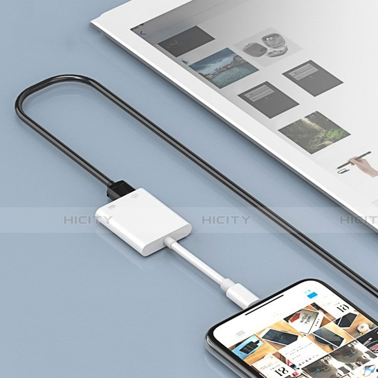 Apple iPhone 11 Pro Max用Lightning to USB OTG 変換ケーブルアダプタ H01 アップル ホワイト