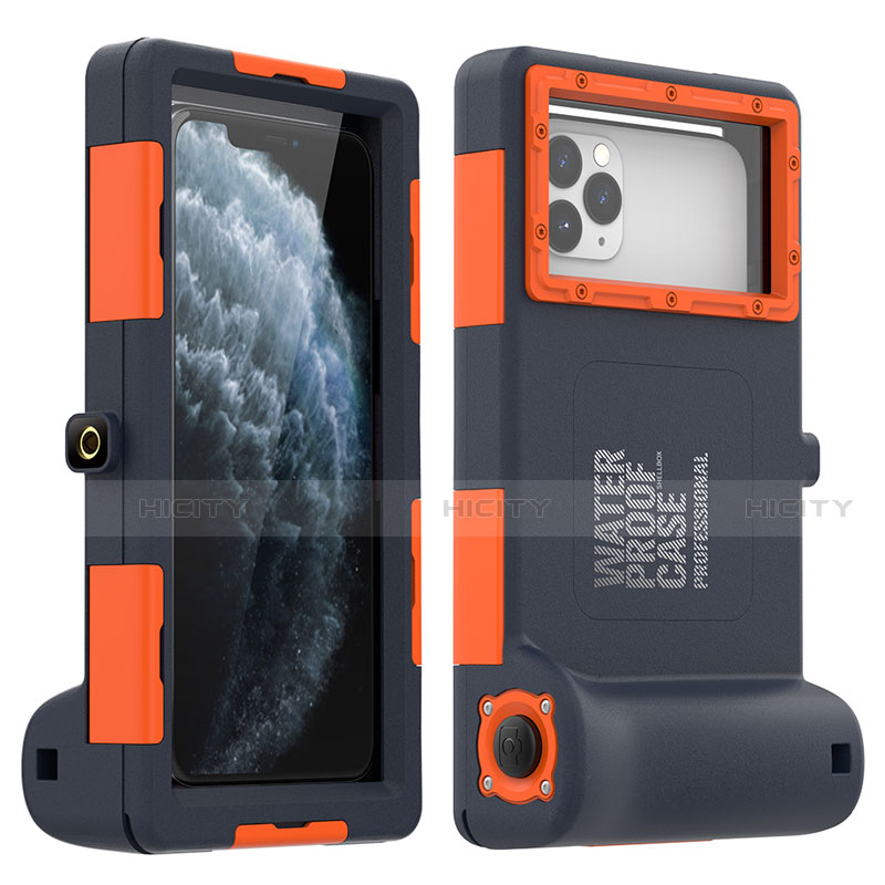 Apple iPhone 11 Pro Max用完全防水ケース ハイブリットバンパーカバー 高級感 手触り良い 水面下 アップル オレンジ