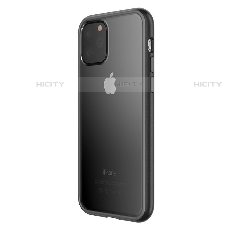 Apple iPhone 11 Pro Max用ハイブリットバンパーケース クリア透明 プラスチック 鏡面 アップル ブラック