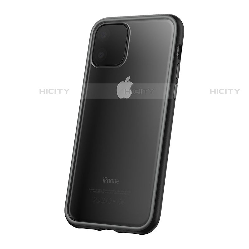 Apple iPhone 11 Pro Max用ハイブリットバンパーケース クリア透明 プラスチック 鏡面 アップル ブラック