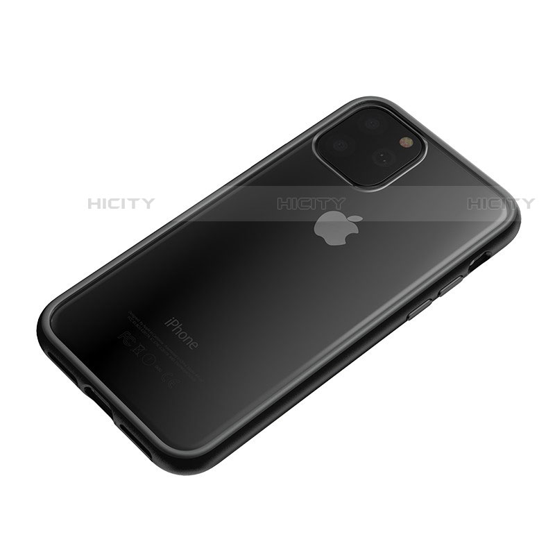 Apple iPhone 11 Pro Max用ハイブリットバンパーケース クリア透明 プラスチック 鏡面 アップル ブラック