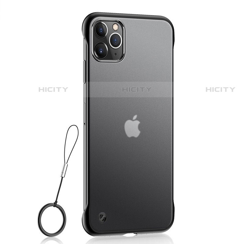 Apple iPhone 11 Pro Max用極薄ケース クリア透明 プラスチック 質感もマットU02 アップル ブラック