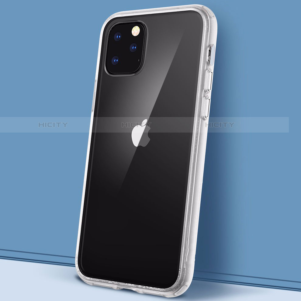Apple iPhone 11 Pro Max用ハイブリットバンパーケース クリア透明 プラスチック 鏡面 カバー M02 アップル ホワイト