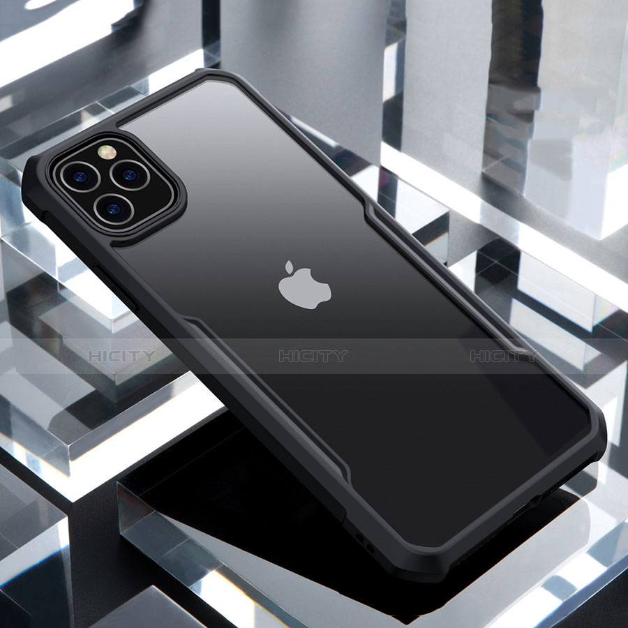 Apple iPhone 11 Pro Max用ハイブリットバンパーケース クリア透明 プラスチック 鏡面 カバー アップル ブラック