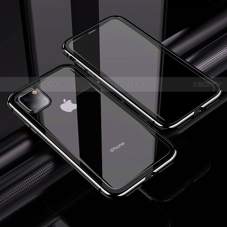 Apple iPhone 11 Pro Max用ケース 高級感 手触り良い アルミメタル 製の金属製 360度 フルカバーバンパー 鏡面 カバー M02 アップル ブラック