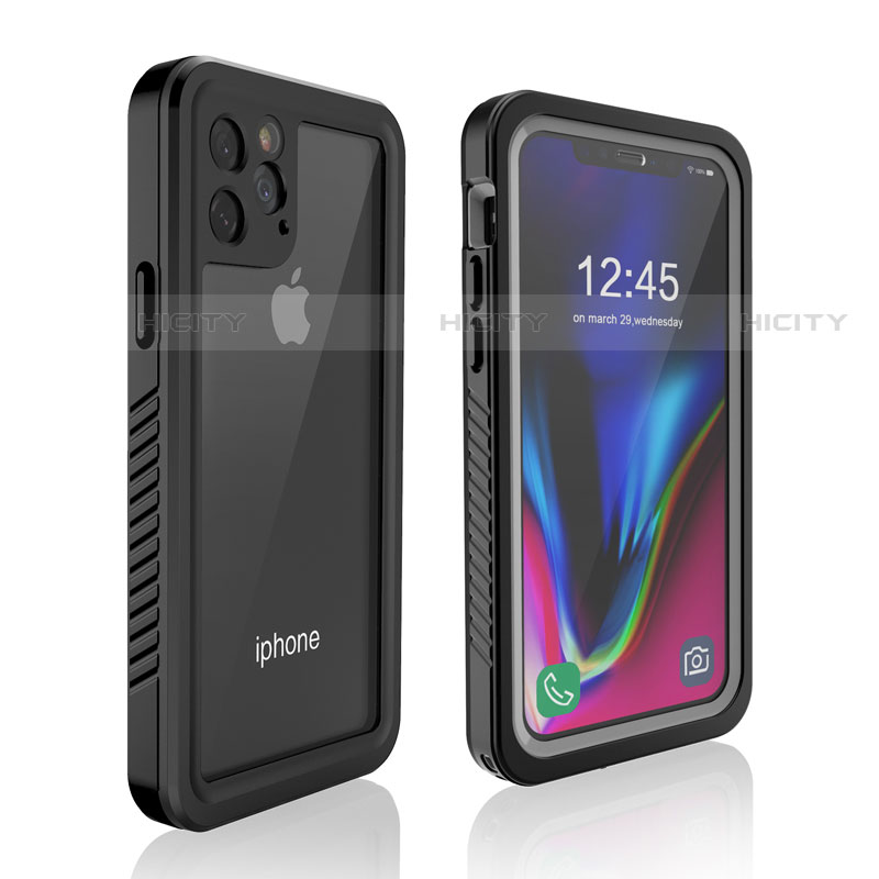 Apple iPhone 11 Pro Max用完全防水ケース ハイブリットバンパーカバー 高級感 手触り良い 360度 W01 アップル ブラック