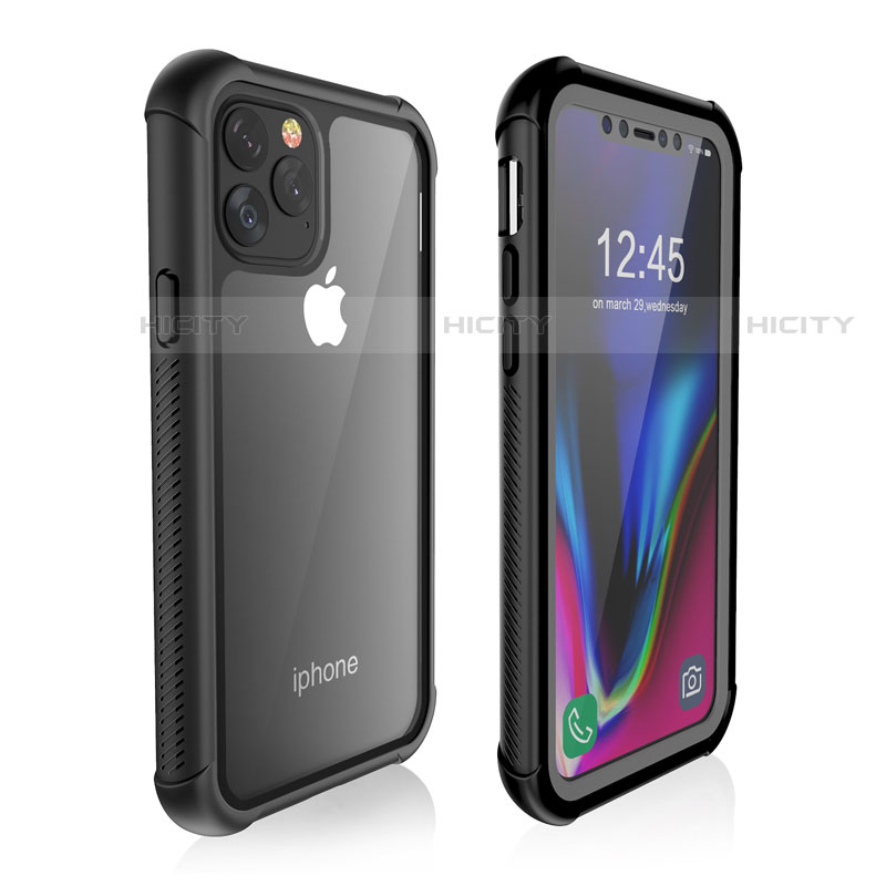 Apple iPhone 11 Pro Max用完全防水ケース ハイブリットバンパーカバー 高級感 手触り良い 360度 W02 アップル ブラック