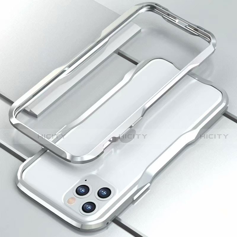 Apple iPhone 11 Pro Max用ケース 高級感 手触り良い アルミメタル 製の金属製 バンパー カバー アップル シルバー