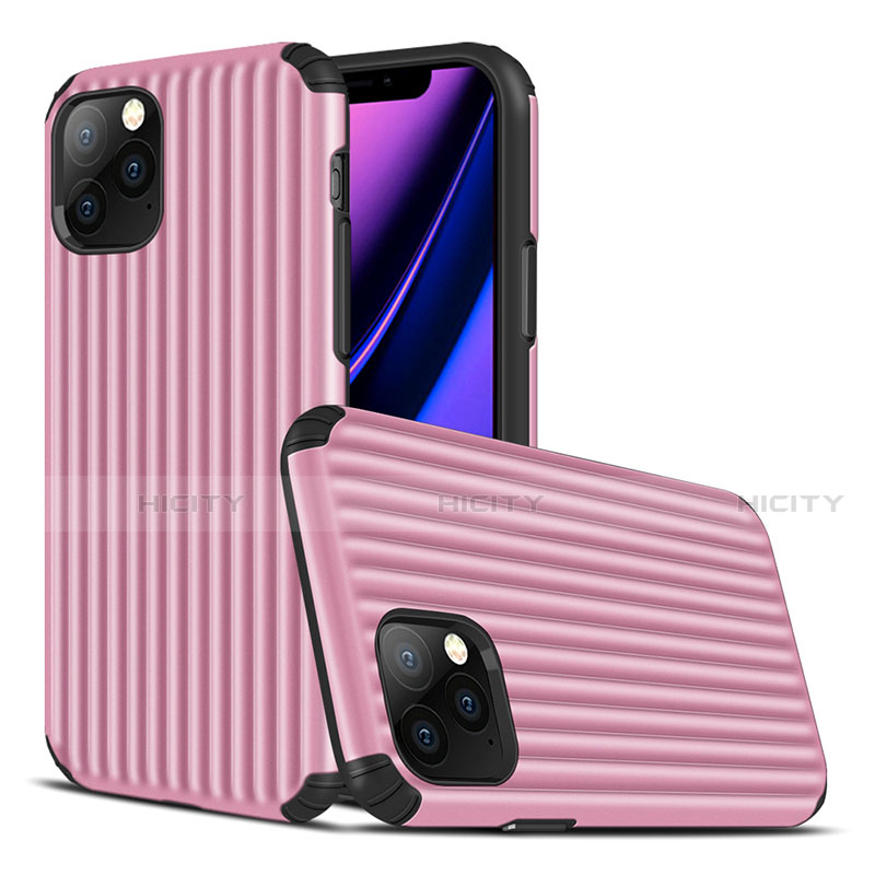 Apple iPhone 11 Pro Max用シリコンケース ソフトタッチラバー ライン カバー Z01 アップル ピンク