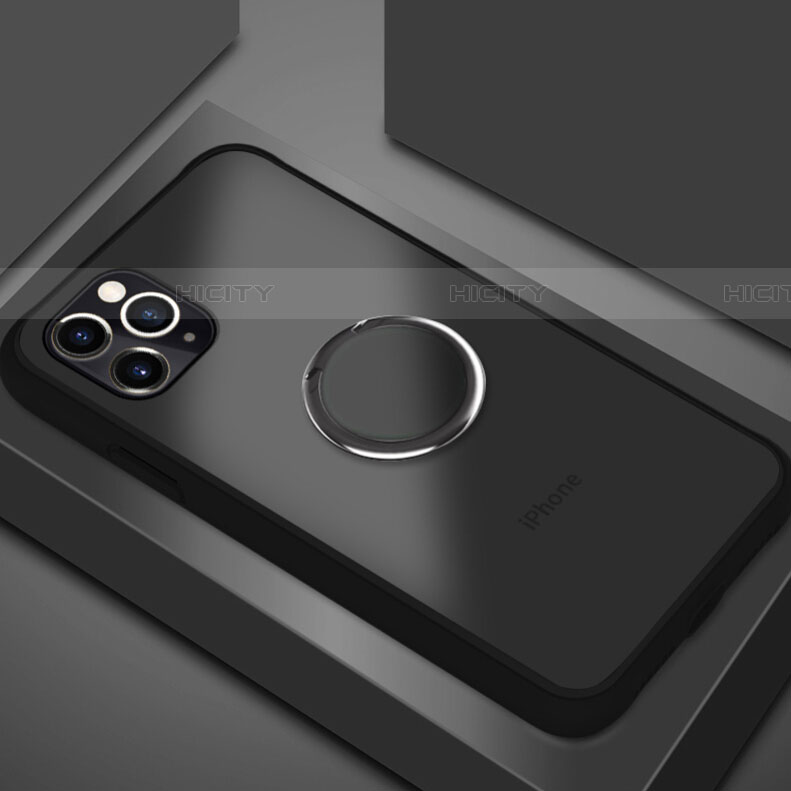 Apple iPhone 11 Pro Max用ハイブリットバンパーケース プラスチック アンド指輪 マグネット式 R05 アップル ブラック