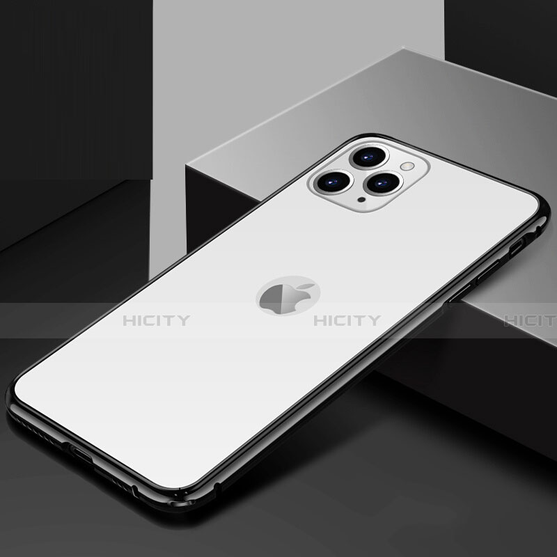 Apple iPhone 11 Pro Max用ケース 高級感 手触り良い アルミメタル 製の金属製 360度 フルカバーバンパー 鏡面 カバー T02 アップル ホワイト