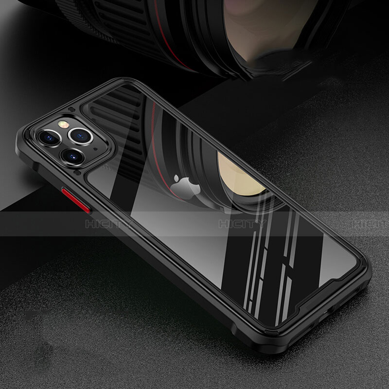 Apple iPhone 11 Pro Max用ケース 高級感 手触り良い アルミメタル 製の金属製 360度 フルカバーバンパー 鏡面 カバー T03 アップル ブラック