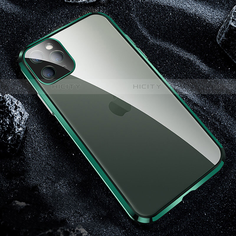 Apple iPhone 11 Pro Max用ケース 高級感 手触り良い アルミメタル 製の金属製 360度 フルカバーバンパー 鏡面 カバー T12 アップル グリーン