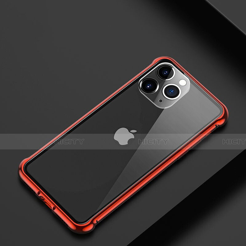 Apple iPhone 11 Pro Max用ケース 高級感 手触り良い アルミメタル 製の金属製 バンパー カバー T01 アップル レッド