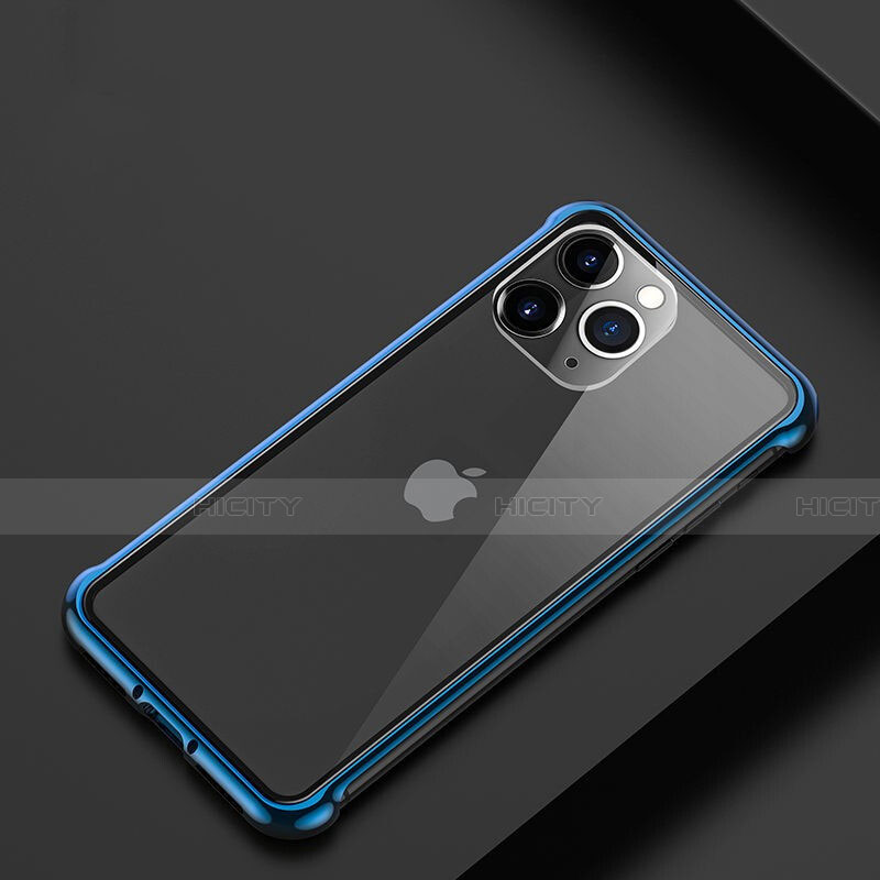 Apple iPhone 11 Pro Max用ケース 高級感 手触り良い アルミメタル 製の金属製 バンパー カバー T01 アップル ネイビー