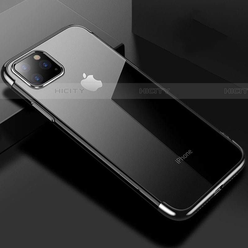 Apple iPhone 11 Pro Max用極薄ソフトケース シリコンケース 耐衝撃 全面保護 クリア透明 S03 アップル ブラック