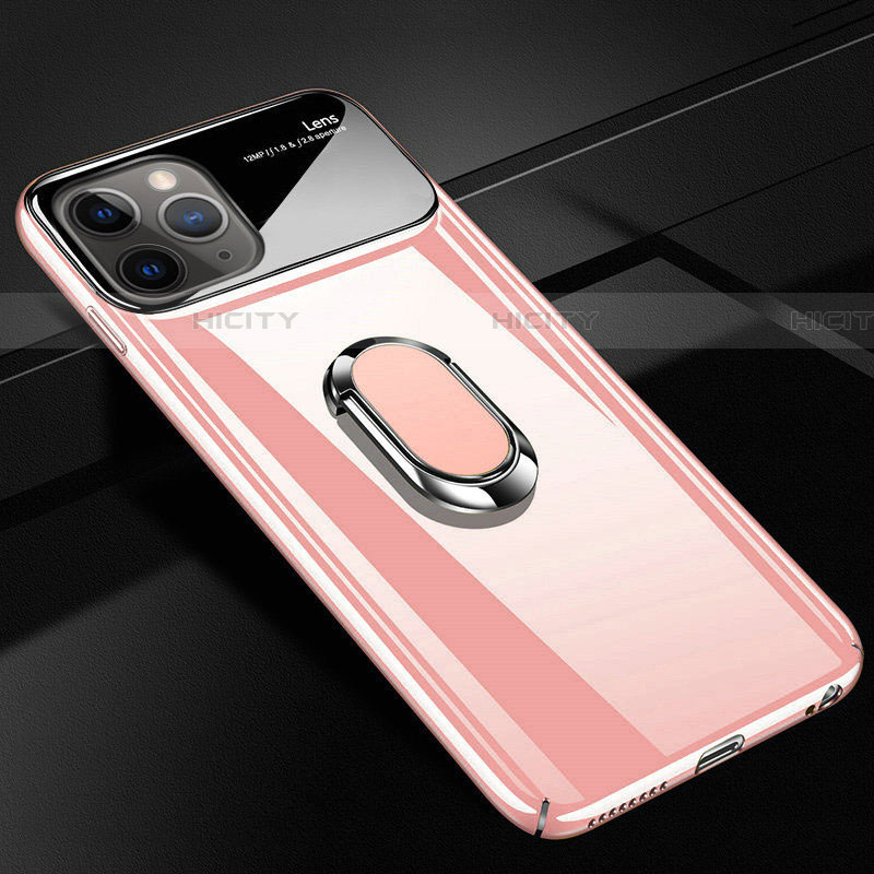 Apple iPhone 11 Pro Max用ハードケース プラスチック 質感もマット アンド指輪 マグネット式 P02 アップル ピンク